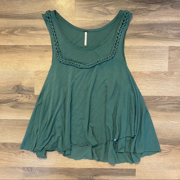 SOLD Free People Teal Braided Tank Top - Picture 2 of 6